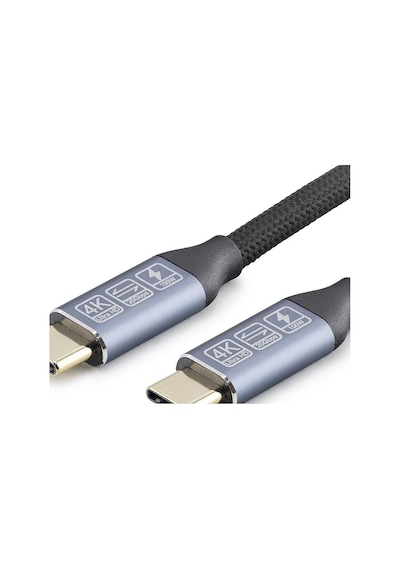 Type-c Usb 3.2 Gen2 20 Gbps 100w 4k 60hz Şarj Ve Data Kablosu 0.5 M Siyah Hdx7880 Evimdeyokyok