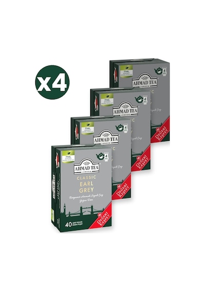 Ahmad Tea Klasik Earl Grey Demlik Poşet Çay 40x2 G 4'li Ekonomik Paket Toplam 160 Demlik Poşet
