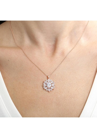 Mia vento Effective Diamond Paris Işıltısı Rose Renk Işıltılı Gümüş Kolye