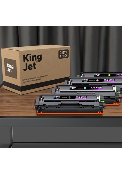Kingjet Canon Uyumlu Crg-045h Yüksek Kapasiteli 4 Renk Takım Çipli Uyumlu, Toneri Mf635cx
