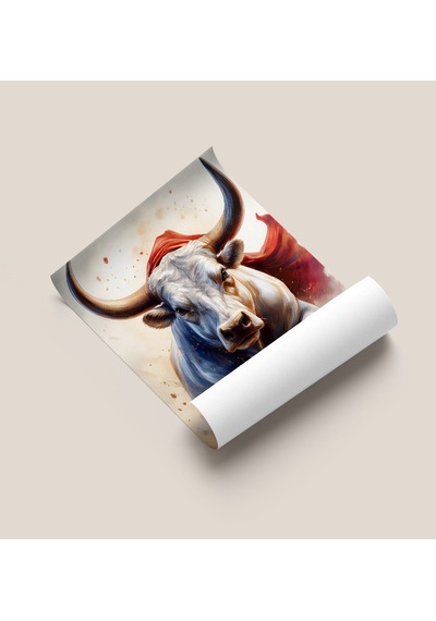 Çerçevesiz Poster , Dijital Baskı Soyut , Boğa "hür" , Salon Ofis Dekorasyon , Poster