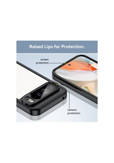 Caseonn Google Pixel 10 Pro Xl Kılıf Kamera Korumalı Darbe Emici Şeffaf Arka Kapak Siyah