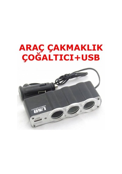 Oto Araç Çakmak Çoklayıcı 3 Port Çakmak 12 Volt + 1 Usb 5 Volt