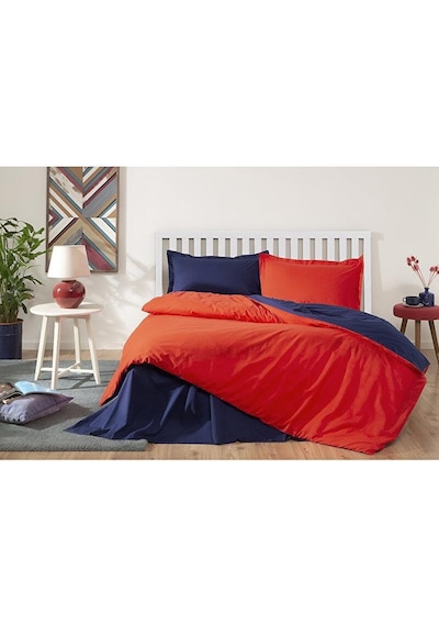 Özdilek Colormix Ranforce Kırmızı Lacivert Çift Kişilik Nevresim Takımı Kırmızı - Lacivert