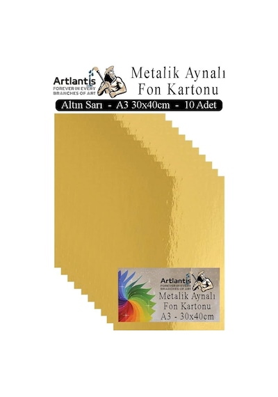 Metalik Aynalı Fon Kartonu 10 Lu A3 30x42 Cm 1 Paket Okul Sınıf Dekoratif Pırıltılı Folyo Kağıt Dekoratif Anas Genel