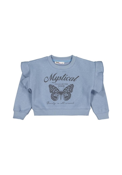 Civil Girls Kelebek Baskılı 2-5 Yaş Sweatshirt Mavi