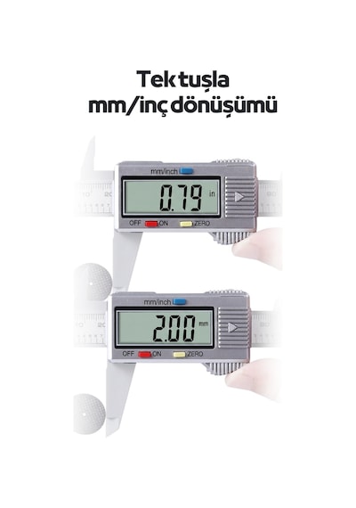 150 Mm Karbon Fiber Dijital Kumpas - Gümüş - Pil + Yedek Pil Dahil