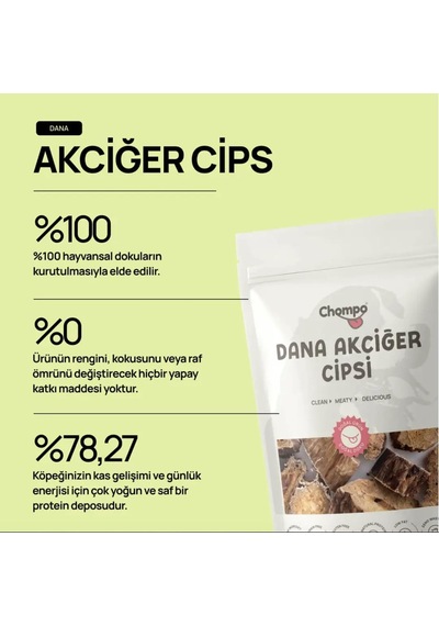 Chompo Dana Ciğer Cips 100% Doğal Katkısız Köpek Ödül Maması 100 Gr / Tek İçerik
