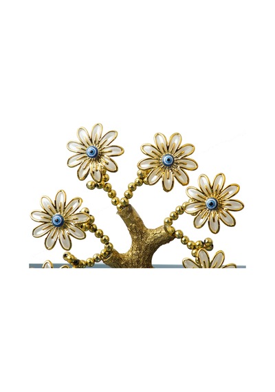 Feng Shui Nazar Boncuğu Çiçeği Hayat Ağacı Servet Çakra Şans Ağacı Mavi Göz Vitrin Masa Süsü Aster 14 Cm 94935310