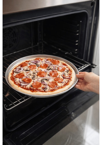30 Cm Delikli Alüminyum Pizza Tepsisi - Pizza Tavası Gri
