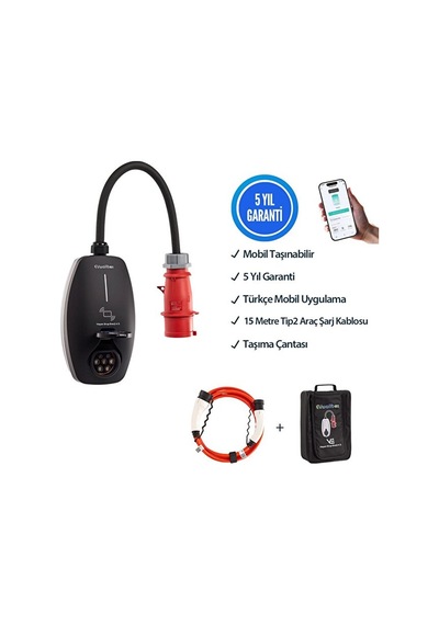 22kw V3 Türkçe Mobil Uygulama 5 Yıl Garanti 15 Metre Tip2 Araç Şarj Kablosu