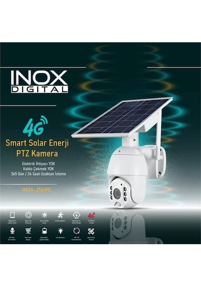 Inox Digital 3 MegaPixel Su Geçirmez 4G Sim Kart Destekli PTZ Solar Bulut Kayıt Destekli Güneş Panelli Kamera Inox Digital 3 MegaPixel Su Geçirmez 4G Sim Kart Destekli PTZ Solar Bulut Kayıt Destekli Güneş Panelli Kamera