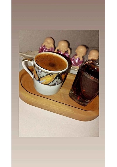 4 Lü Ahşap Tepsi Çay Tepsisi Kahve Tepsisi Sunum Tepsisi 16cm Uzunluk Sunumluk Ahşap