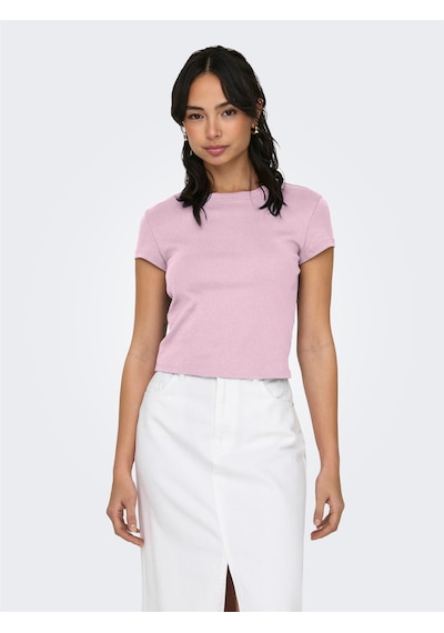 Only Onlelına S/s O-neck Short Top Jrs Noos Kadın Pembe Bluz - 15320229 Pembe
