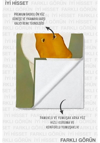 Ördek Figürlü Yeşil Plaj Havlusu - Sevimli Modern Hayvan Temalı Hızlı Kuruyan Mikrofiber Havlu Örtü Keten Çayı