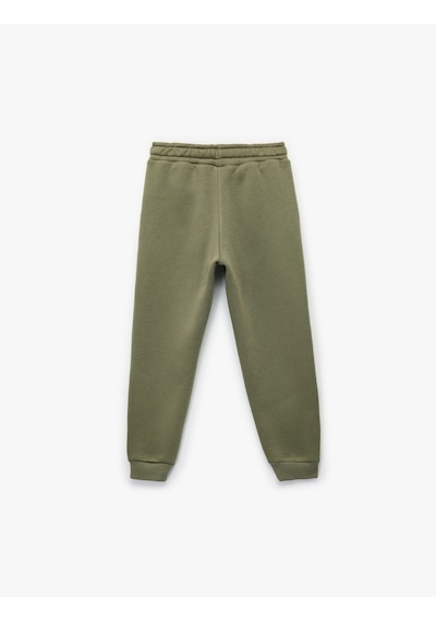 Koton Cep Detaylı Beli Bağlamalı Şardonlu Basic Jogger Eşofman Altı Haki 7wkb40030tk