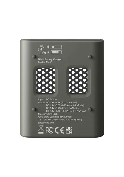 Gp M452 Usb Pil Şarj Cihazı + 4 Adet 2600mah Aa Şarjlı Pil Seti