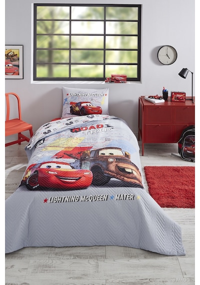 Özdilek Cars On The Road Tek Kişilik Disney Lisanslı Lastikli Fitted Çarşaf Kapitone Çocuk Nevresim Takımı Gri