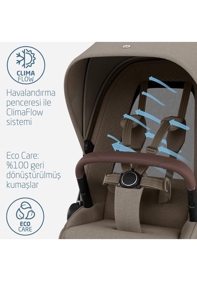 Maxi-Cosi Fame Portbebeli LED Işıklı Entegre Telefon Şarj Üniteli Premium Bebek Arabası Twillic Truffle