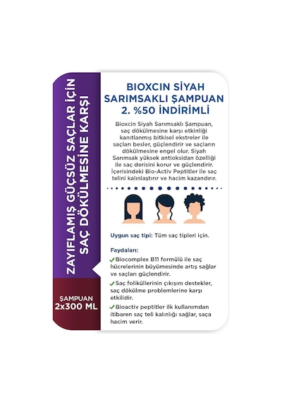 Siyah Sarımsak Saç Dökülmesine Karşı 2. Si %50 Şampuan 300ml 2x2