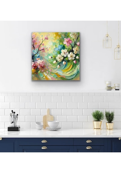 İlkbahar Mevsimi Kanvas Tablo 60x60cm Çok Renkli