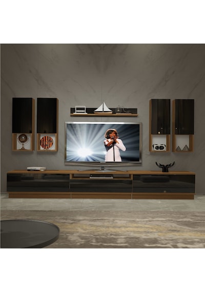 Decoraktiv Trendstyle 8das Slm Tv Ünitesi Tv Sehpası Ceviz - Siyah