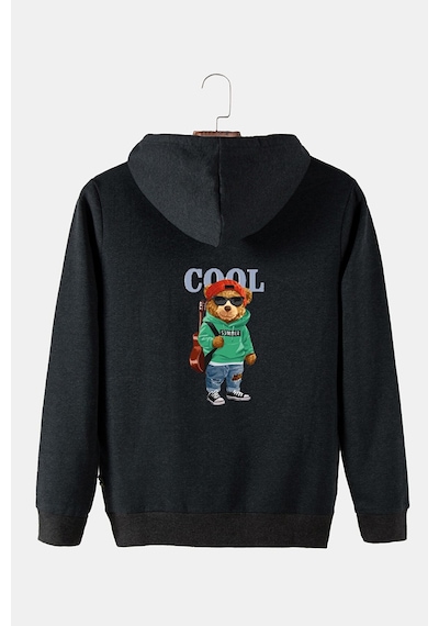 Unisex Antrasit Kapüşonlu Arkası Cool Ayıcık Baskılı Slim Fit Kanguru Cepli Sweatshirt Antrasit Unisex Antrasit Kapüşonlu Arkası Cool Ayıcık Baskılı Slim Fit Kanguru Cepli Sweatshirt Antrasit