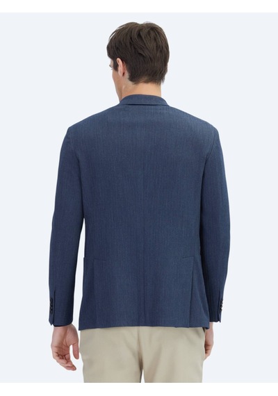 Kip Koyu Lacivert Çizgili Modern Fit Ceket Koyu Lacivert