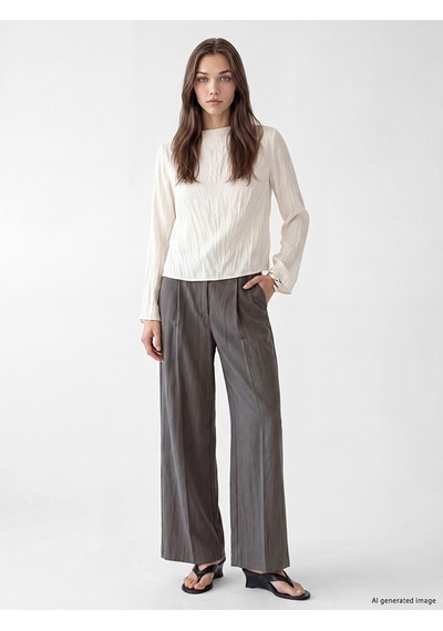 Lcw Modest Antrasit Loose Fit Kadın Pileli Kumaş Pantolon