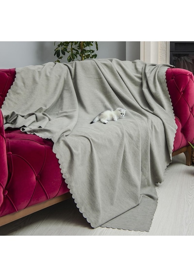Kaymaz Koltuk Örtüsü Çift Taraflı Mikrofiber Şönil 175x350 Cm Xl- Taş Kedi Köpek Ve Çocuk Dostu Taş