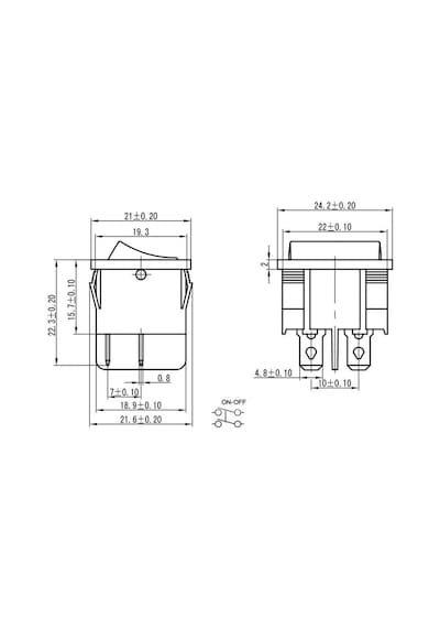 KCD4-602 ON-OFF Switch 6 Pin Siyah