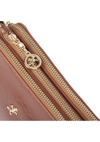 Nas Bag Mini Boy Kadın 3 Gözlü Çapraz Çanta En 18 Cm Boy 11 Cm Taba Victoria