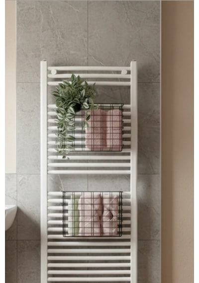2 Li Asılabilir Havlupan Düzenleyici Banyo Havluluk Kurutma Sepeti Tuvalet Kağıdı Organizeri Siyah Siyah