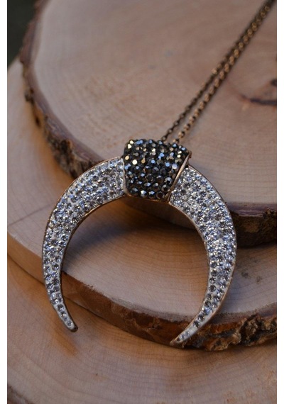 Stoneage Jewellery Özel Tasarım Boynuz Kadın Kolye Gri
