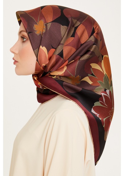 Armine Yeni Sezon - 2024 Sonbahar Kış - Dj Saf İpek Eşarp 9382d S Sura - 03697 - 90 X 90 / Bordo 37 Bordo 37