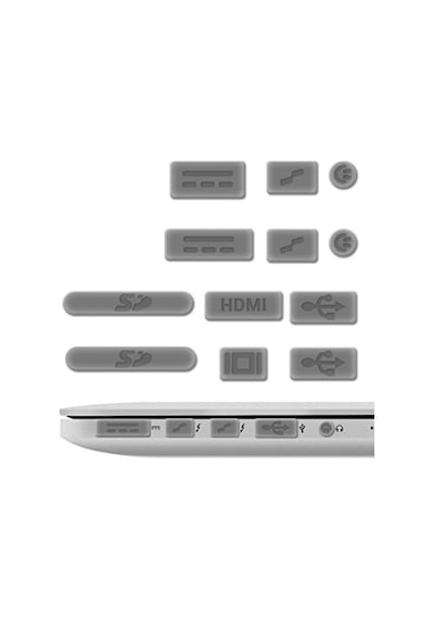 Macbook Toz Koruyucu Silikon Port Tıpa Seti 12 Si Bir Arada Usb-a Magsafe Hdmı Sd Uyumlu Eski Nesil Retina Kasa Şeffaf