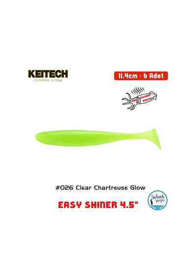 Keitech Easy Shiner 11.4cm 4.5" 026 Clear Chartreuse Glow Kokulu Silikon Balık