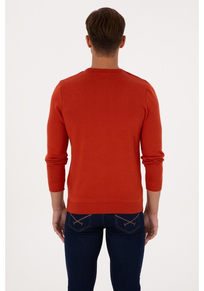 U.S. Polo Assn. Erkek Slim Fit Bisiklet Yaka Kiremit Basic Kazak 50307779-VR031