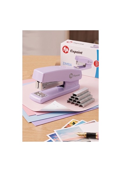 Lila Zımba Makinesi No:10 1 Adet Fixpoint P-4499 Pastel Renkler Küçük Zımba Makinası Ve Teli 15 20 Sayfa Ofis Büro