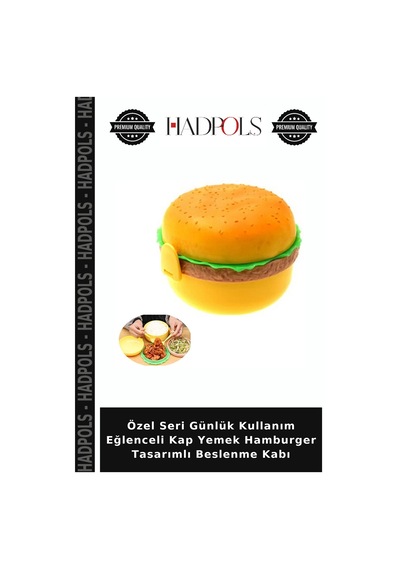 Özel Seri Günlük Kullanım Eğlenceli Kap Yemek Hamburger Tasarımlı Beslenme Kabı Çok Renkli