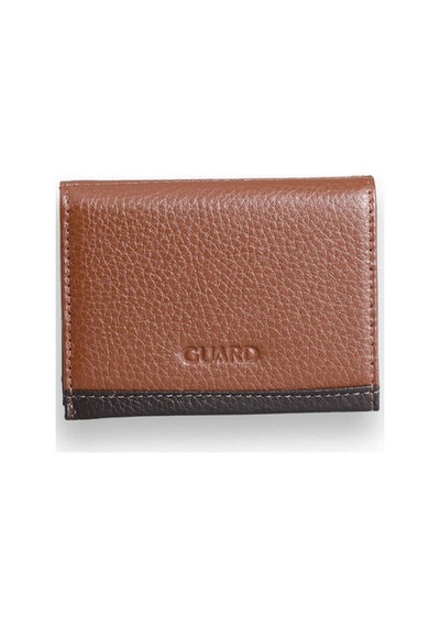 Guard Leather Guard Taba - Kahverengi Çift Renk Bölmeli Hakiki Deri Kartlık Çok Renkli