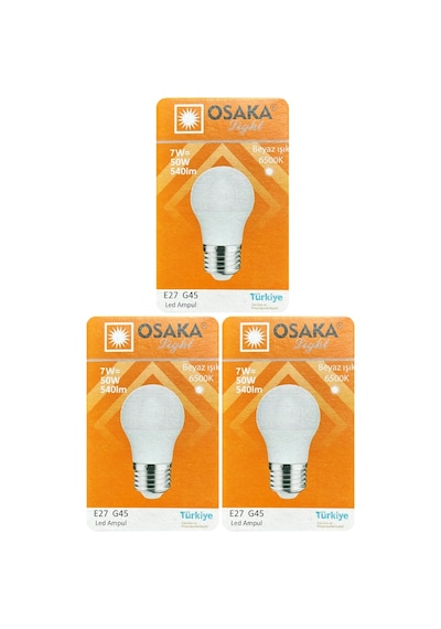 3 Adet Osaka 7w 50w Beyaz Işık E27 Duylu Kalın Duy Led Ampul