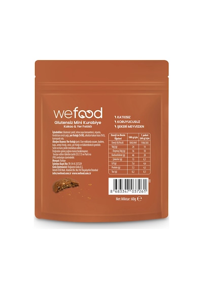 Wefood Glutensiz Mini Kurabiye Kakao & Yer Fıstıklı 3'lü 8683347037827 Diğer