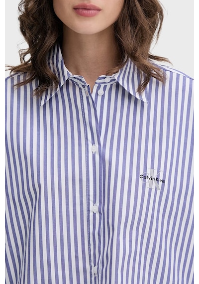 Calvin Klein Çizgili Cropped Fit Pamuklu Poplin Gömlek Lv00qs7605519 Bayan Gömlek Lv00qs7605 519 Mor