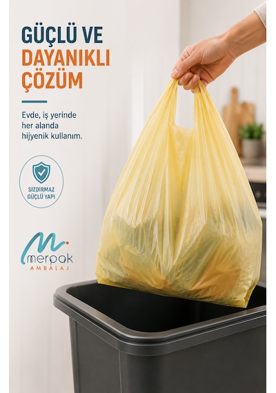 Kalın Sarı Poşet Büyük Boy 1 Kg 30x60 Cm Market Manav Poşeti Çöp Poşeti Hışır Atlet Poşet