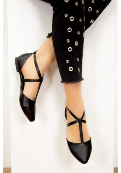 Fox Shoes Siyah Kadın Babet D726537309