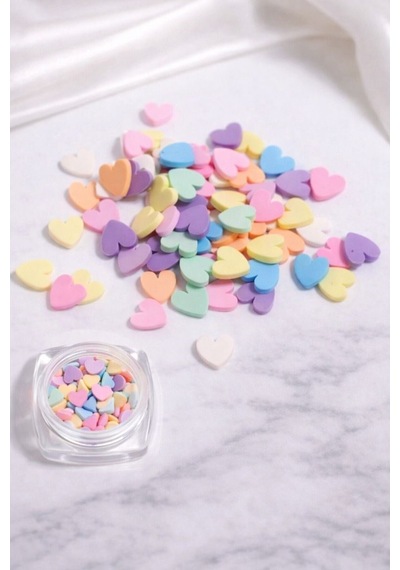 Kawaii Pastel Kalp Nail Charm 3d Tırnak Süsü Karışık Renk No:02