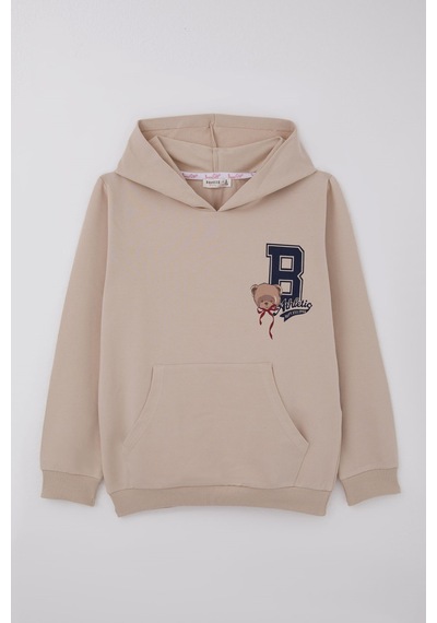 Breeze Kız Çocuk Sweatshirt Sevimli Ayıcıkcıklar Baskılı Sırt Baskı Detaylı 8-14 Yaş , Bej