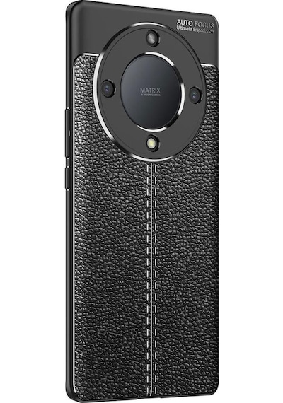 Honor X9b Silikon Kılıf Deri Desenli Kamera Korumalı Darbe Emici Kapak Siyah