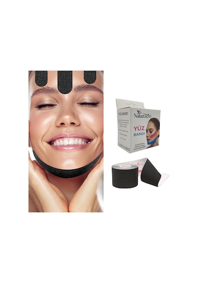 Beauty Tape Yüz Yogası İçin Face Tape Yüz Germe Bandı Siyah Renk
